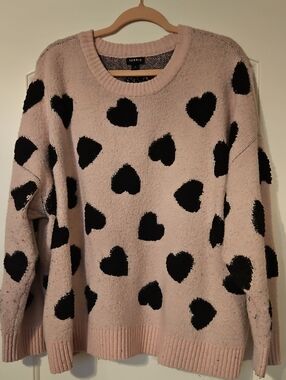 torrid Pink Crewneck Sweater with Black Heart Print